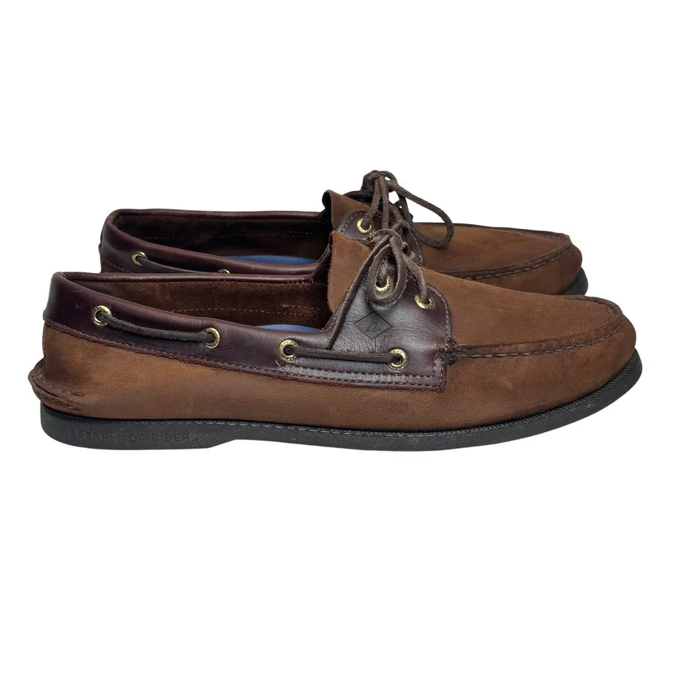 Sperry Top-Sider Boat Shoes Mens 13M Brown Leather Authentic Original Preppy